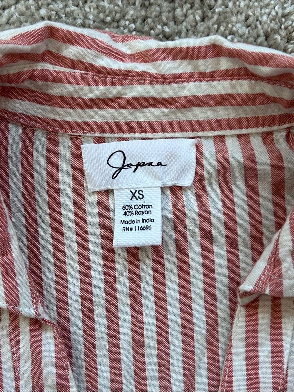 Japna Striped Tiered Babydoll Dress Extra Small Coral Pink White Summer Boho - Picture 6 of 8